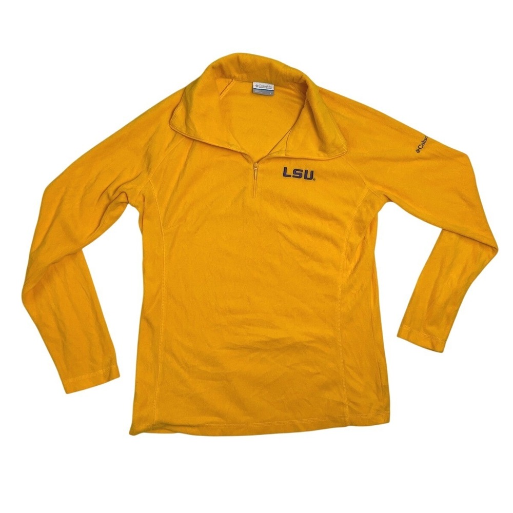 Columbia LSU Tigers Womens Yellow Quarter Zip Lightweight Fleece Pullover Large